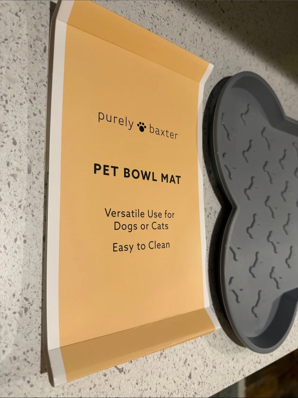 Gray Bone-Shaped Pet Bowl Mat
